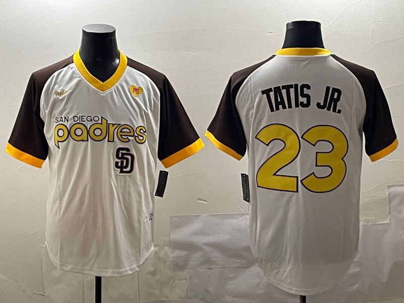 Men San Diego Padres #23 Tatis jr White Throwback Game 2025 Nike MLB Jersey style 2->san diego padres->MLB Jersey